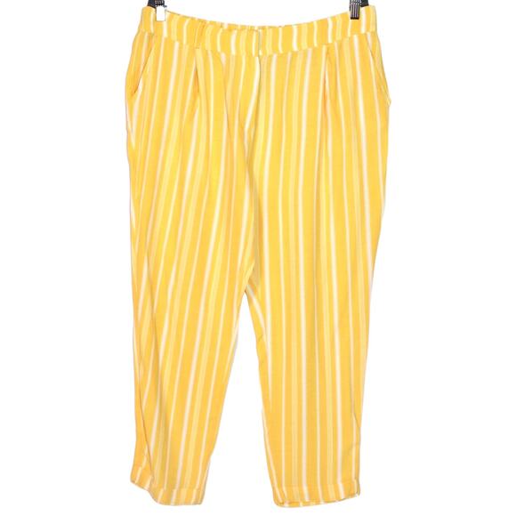 KOTON Yellow Striped Tapered Trouser Pants XLarge - Picture 1 of 3